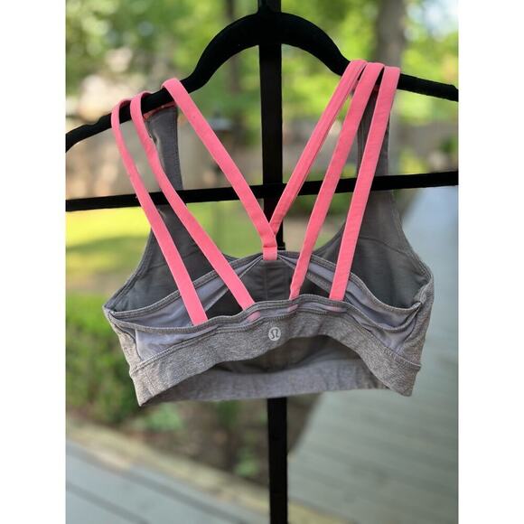 Lululemon 6 Energy Bra Exhale Heathered Slate Battleship Grapefruit EUC! - Picture 1 of 6
